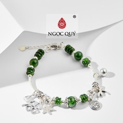 Vòng tay đá Diopside tự nhiên phối charm - Mẫu VC0958 - Ngọc Quý