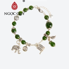 Vòng tay đá Diopside tự nhiên phối charm - Mẫu VC0960 - Ngọc Quý