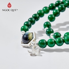 Vòng tay đá Cẩm thạch tự nhiên phối charm - Mẫu VC0961 - Ngọc Quý
