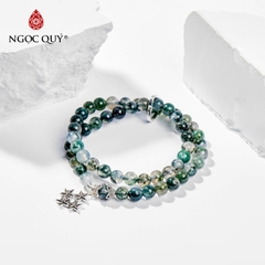 Vòng tay đá Băng ngọc thủy tảo tự nhiên phối charm  - Mẫu VC1000 - Ngọc Quý