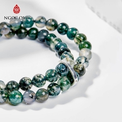 Vòng tay đá Băng ngọc thủy tảo tự nhiên phối charm  - Mẫu VC1000 - Ngọc Quý
