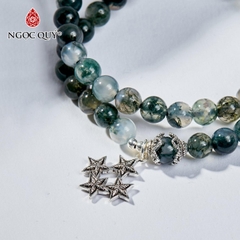 Vòng tay đá Băng ngọc thủy tảo tự nhiên phối charm  - Mẫu VC1000 - Ngọc Quý