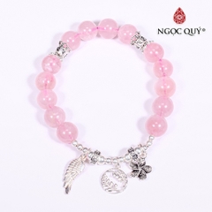 Vòng tay đá Thạch anh tự nhiên phối charm - Mẫu VC1009 - Ngọc Quý