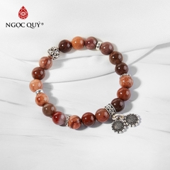 Vòng tay đá Gỗ hóa thạch tự nhiên phối charm - Mẫu VC1014 - Ngọc Quý