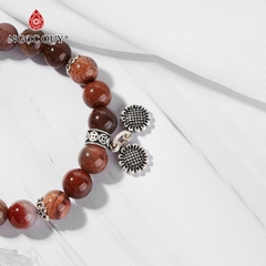 Vòng tay đá Gỗ hóa thạch tự nhiên phối charm - Mẫu VC1014 - Ngọc Quý