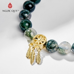 Vòng tay đá Băng ngọc thủy tảo tự nhiên phối charm - Mẫu VC1030 - Ngọc Quý