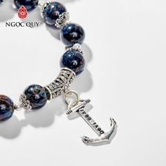 Vòng tay đá Giông bão tự nhiên phối charm - Mẫu VC1057 - Ngọc Quý