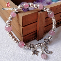 Vòng tay đá Thạch anh tự nhiên phối charm - Mẫu VC1063 - Ngọc Quý