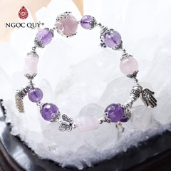 Vòng tay đá Thạch anh tự nhiên phối charm - Mẫu VC1082 - Ngọc Quý
