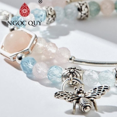 Vòng tay đá Beryl tự nhiên phối charm - Mẫu VC1108 - Ngọc Quý