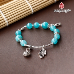 Vòng tay đá Amazonite tự nhiên phối charm - Mẫu VC1175 - Ngọc Quý