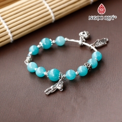 Vòng tay đá Amazonite tự nhiên phối charm - Mẫu VC1175 - Ngọc Quý