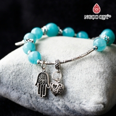 Vòng tay đá Amazonite tự nhiên phối charm - Mẫu VC1175 - Ngọc Quý