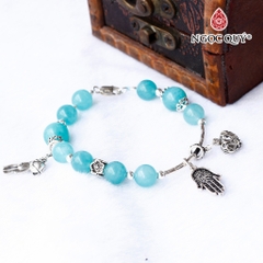 Vòng tay đá Amazonite tự nhiên phối charm - Mẫu VC1175 - Ngọc Quý