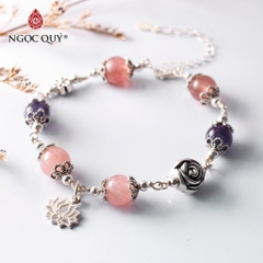 Vòng tay đá Thạch anh tự nhiên phối charm - Mẫu VC1256 - Ngọc Quý