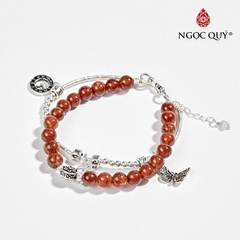 Vòng tay đá Thạch anh dâu tự nhiên phối charm - Mẫu VC1270 - Ngọc Quý