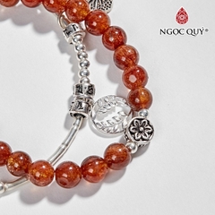 Vòng tay đá Thạch anh dâu tự nhiên phối charm - Mẫu VC1270 - Ngọc Quý