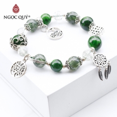 Vòng tay đá Diopside tự nhiên phối charm - Mẫu VC1277 - Ngọc Quý