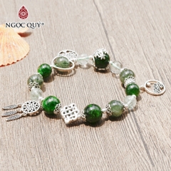 Vòng tay đá Diopside tự nhiên phối charm - Mẫu VC1277 - Ngọc Quý