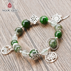 Vòng tay đá Diopside tự nhiên phối charm - Mẫu VC1277 - Ngọc Quý