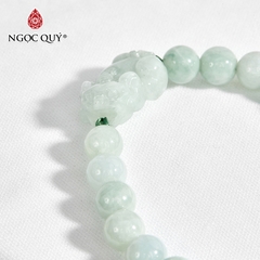 Vòng tay phong thủy đá cẩm thạch phỉ thúy phối tỳ hưu hạt 8mm hợp mệnh hỏa, mộc