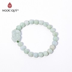 Vòng tay phong thủy đá cẩm thạch phỉ thúy phối tỳ hưu hạt 8mm hợp mệnh hỏa, mộc