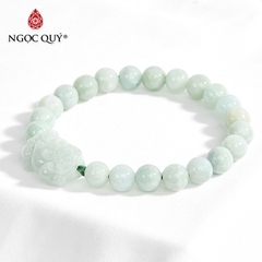 Vòng tay phong thủy đá cẩm thạch phỉ thúy phối tỳ hưu hạt 8mm hợp mệnh hỏa, mộc