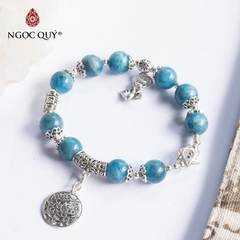 Vòng tay phong thủy đá Kyanite phối hồ ly treo hạt 10mm