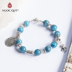 Vòng tay phong thủy đá Kyanite phối hồ ly treo hạt 10mm