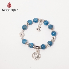 Vòng tay phong thủy đá Kyanite phối hồ ly treo hạt 10mm
