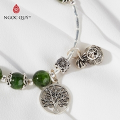 Vòng tay phong thủy đá diopside phối tỳ hưu bạc bạc hạt 8mm hợp mệnh hỏa, mộc