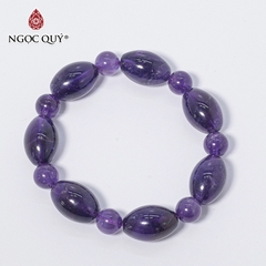 Vòng tay phong thủy lu thống đá thạch anh tím hạt 10mm