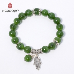 Vòng tay phong thủy đá ngọc bích phối charm hạt 10mm