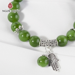 Vòng tay phong thủy đá ngọc bích phối charm hạt 10mm