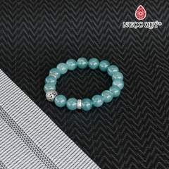 Vòng lam ngọc 10mm phối charm phật bạc mạ vàng