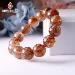 Vòng tay đá thạch anh tóc đỏ  AAA hạt trơn 14mm
