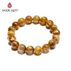 Vòng tay đá thạch anh tóc vàng đậm AAA 12mm