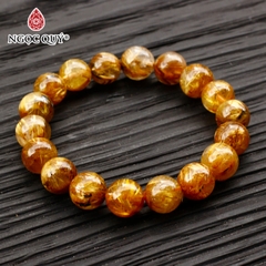 Vòng tay đá thạch anh tóc vàng đậm AAA 12mm