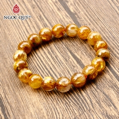 Vòng tay đá thạch anh tóc vàng đậm AAA 12mm