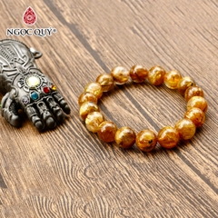 Vòng tay đá thạch anh tóc vàng đậm AAA 12mm
