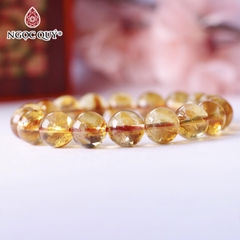 Vòng tay hạt trơn đá thạch anh vàng
