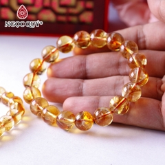 Vòng tay hạt trơn đá thạch anh vàng
