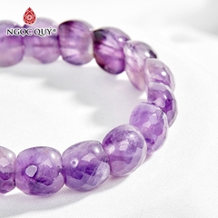 Vòng tay phong thủy đá thạch anh tím hạt 12mm hợp mệnh hỏa, thổ