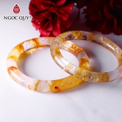 Vòng nguyên khối đá thạch anh ưu linh vàng