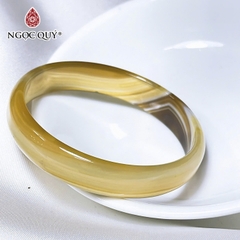 Vòng mã não bản hẹ màu vàng ánh nâu