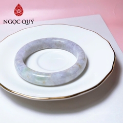 Vòng cẩm thạch A - Ngọc phỉ thúy type A bản tròn trắng điểm lý, hoàng phỉ, gà đen ni 51-55mm (kèm kđ type A)- Ngoc Quý