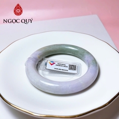 Vòng cẩm thạch A - Ngọc phỉ thúy type A bản tròn chột ú màu xanh và tím tử la lan ni 51-52mm (kèm kđ type A)- Ngoc Quý