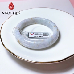 Vòng cẩm thạch A - Ngọc phỉ thúy type A bản tròn trắng điểm lý, hoàng phỉ, gà đen ni 51-55mm (kèm kđ type A)- Ngoc Quý