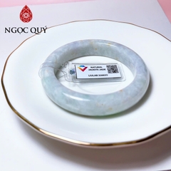 Vòng cẩm thạch A - Ngọc phỉ thúy type A bản tròn trắng điểm lý, hoàng phỉ, gà đen ni 51-55mm (kèm kđ type A)- Ngoc Quý