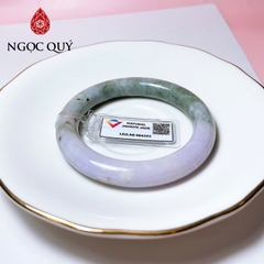 Vòng cẩm thạch A - Ngọc phỉ thúy type A bản tròn chột ú màu xanh và tím tử la lan ni 51-52mm (kèm kđ type A)- Ngoc Quý